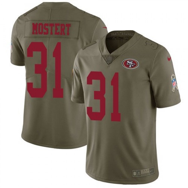 Nike 49ers #31 Raheem Mostert Olive Men's Stitched NFL Limited 2017 Salute To Service Jersey