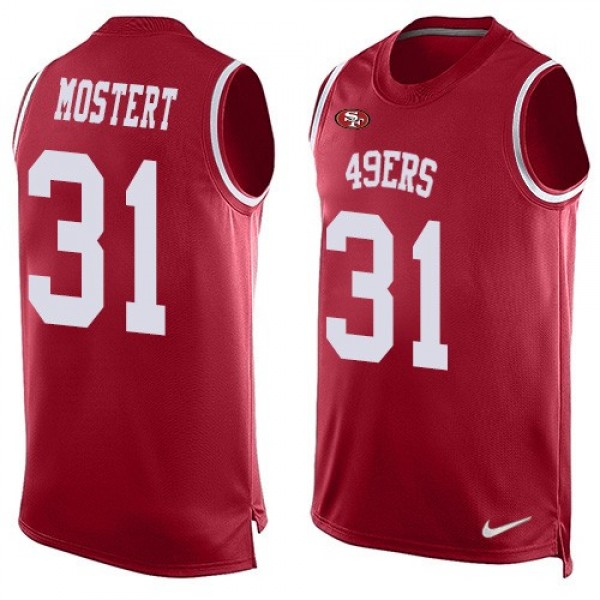 Nike 49ers #31 Raheem Mostert Red Team Color Men's Stitched NFL Limited Tank Top Jersey