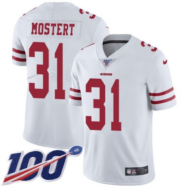 Nike 49ers #31 Raheem Mostert White Men's Stitched NFL 100th Season Vapor Untouchable Limited Jersey