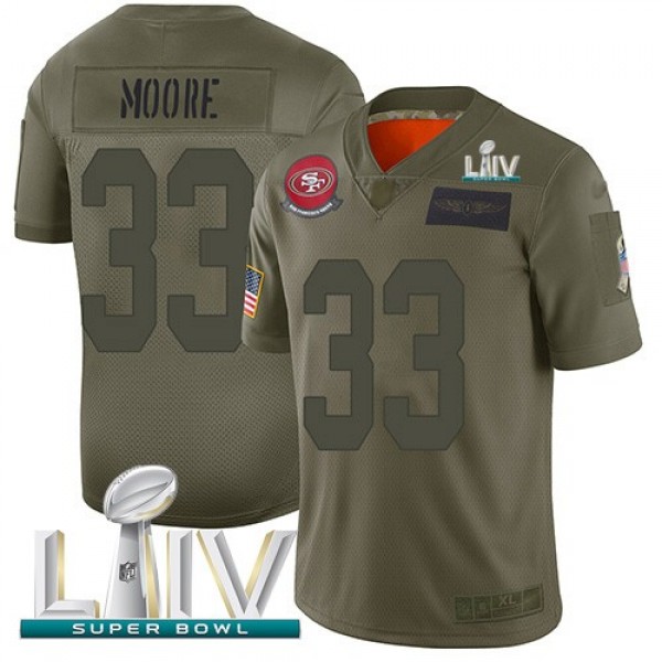 Nike 49ers #33 Tarvarius Moore Camo Super Bowl LIV 2020 Men's Stitched NFL Limited 2019 Salute To Service Jersey