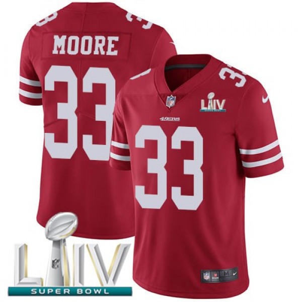 Nike 49ers #33 Tarvarius Moore Red Super Bowl LIV 2020 Team Color Men's Stitched NFL Vapor Untouchable Limited Jersey