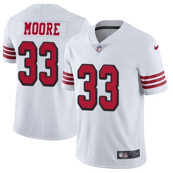 Nike 49ers #33 Tarvarius Moore White Rush Men's Stitched NFL Vapor Untouchable Limited Jersey