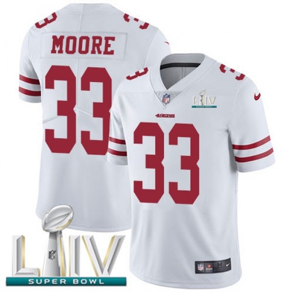 Nike 49ers #33 Tarvarius Moore White Super Bowl LIV 2020 Men's Stitched NFL Vapor Untouchable Limited Jersey