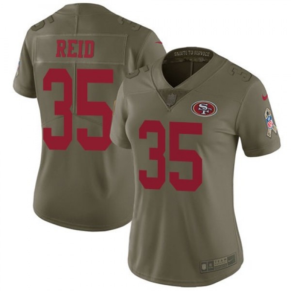 Women's 49ers #35 Eric Reid Olive Stitched NFL Limited 2017 Salute to Service Jersey