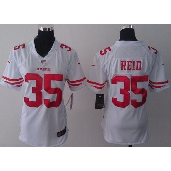 Women's 49ers #35 Eric Reid White Stitched NFL Elite Jersey