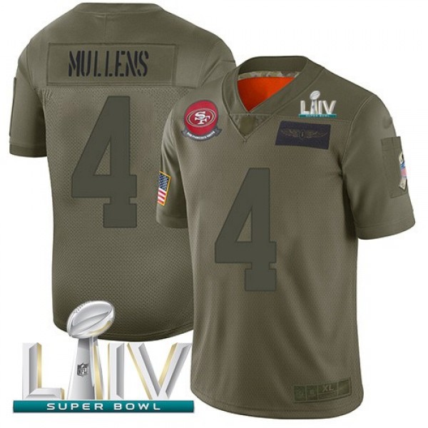 Nike 49ers #4 Nick Mullens Camo Super Bowl LIV 2020 Men's Stitched NFL Limited 2019 Salute To Service Jersey