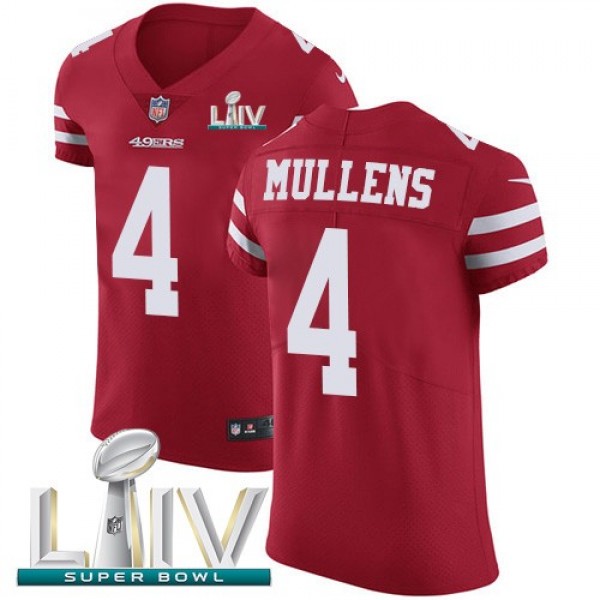 Nike 49ers #4 Nick Mullens Red Super Bowl LIV 2020 Team Color Men's Stitched NFL Vapor Untouchable Elite Jersey