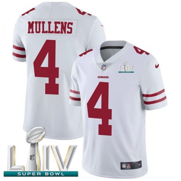 Nike 49ers #4 Nick Mullens White Super Bowl LIV 2020 Men's Stitched NFL Vapor Untouchable Limited Jersey