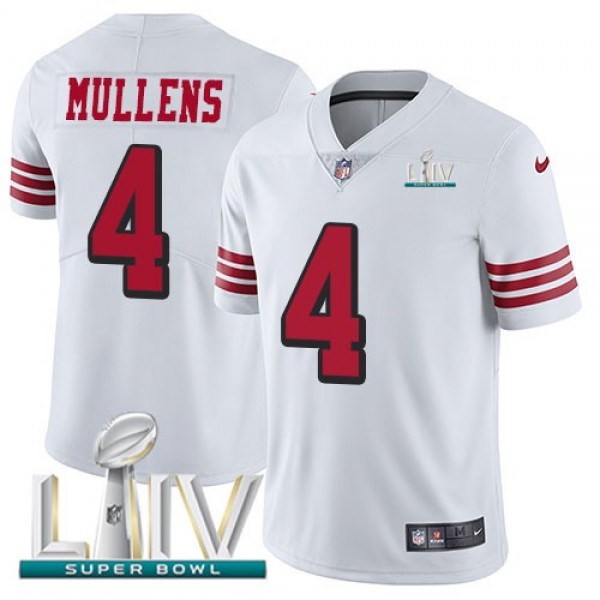 Nike 49ers #4 Nick Mullens White Super Bowl LIV 2020 Rush Men's Stitched NFL Vapor Untouchable Limited Jersey