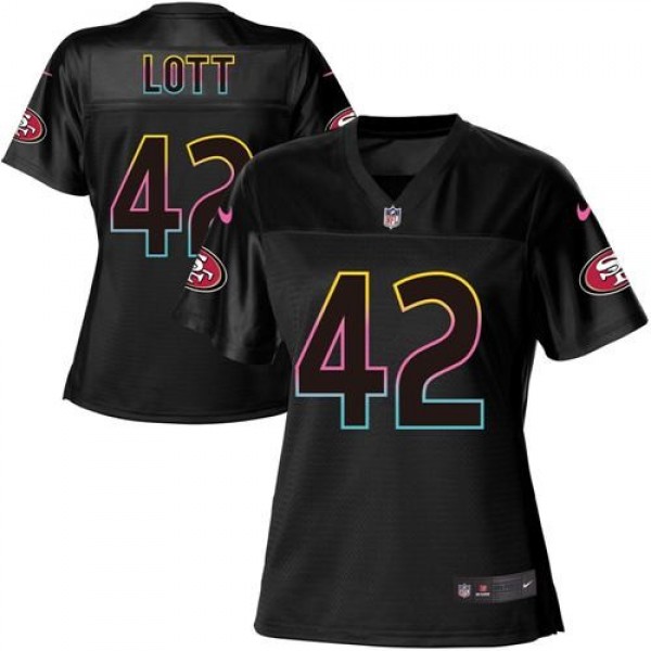 Women's 49ers #42 Ronnie Lott Black NFL Game Jersey