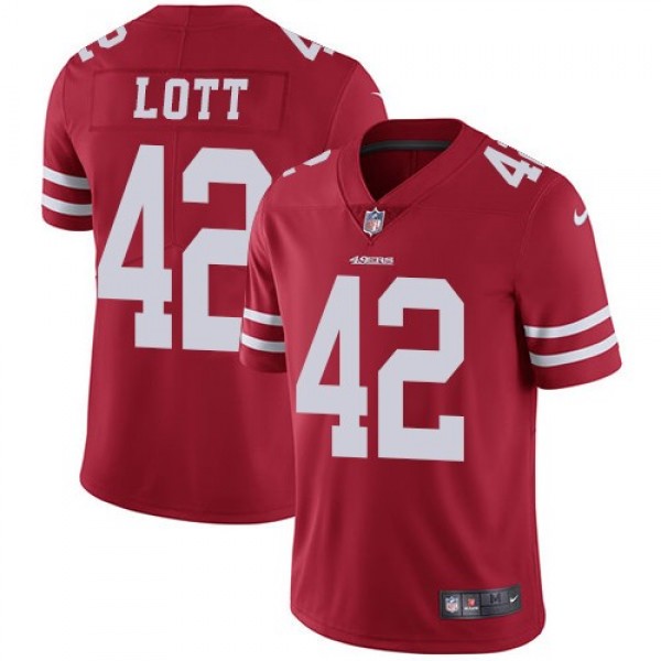 Nike 49ers #42 Ronnie Lott Red Team Color Men's Stitched NFL Vapor Untouchable Limited Jersey