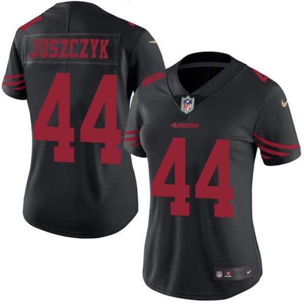 Women's 49ers #44 Kyle Juszczyk Black Stitched NFL Limited Rush Jersey