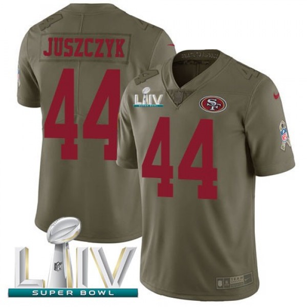 Nike 49ers #44 Kyle Juszczyk Olive Super Bowl LIV 2020 Men's Stitched NFL Limited 2017 Salute To Service Jersey