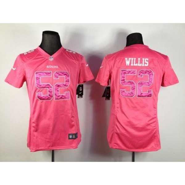 Women's 49ers #52 Patrick Willis Pink Sweetheart Stitched NFL Elite Jersey
