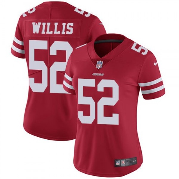 Women's 49ers #52 Patrick Willis Red Team Color Stitched NFL Vapor Untouchable Limited Jersey