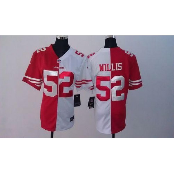 Women's 49ers #52 Patrick Willis Red White Stitched NFL Elite Split Jersey