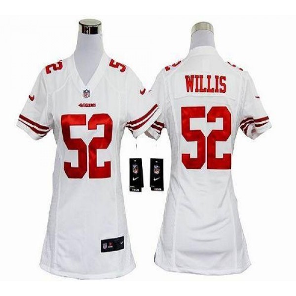 Women's 49ers #52 Patrick Willis White Stitched NFL Elite Jersey