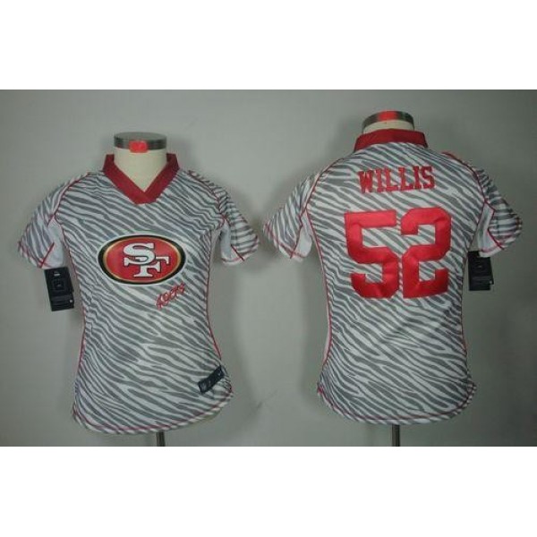 Women's 49ers #52 Patrick Willis Zebra Stitched NFL Elite Jersey