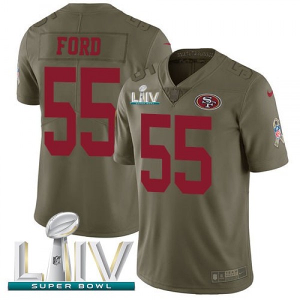 Nike 49ers #55 Dee Ford Olive Super Bowl LIV 2020 Men's Stitched NFL Limited 2017 Salute To Service Jersey