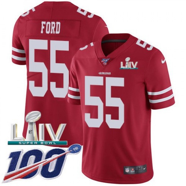 Nike 49ers #55 Dee Ford Red Super Bowl LIV 2020 Team Color Men's Stitched NFL 100th Season Vapor Limited Jersey
