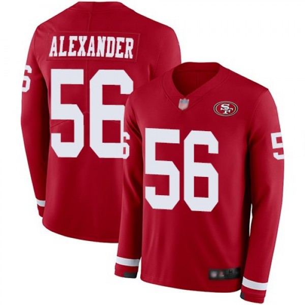 Nike 49ers #56 Kwon Alexander Red Team Color Men's Stitched NFL Limited Therma Long Sleeve Jersey