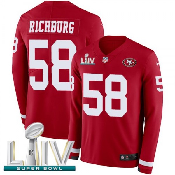Nike 49ers #58 Weston Richburg Red Super Bowl LIV 2020 Team Color Men's Stitched NFL Limited Therma Long Sleeve Jersey