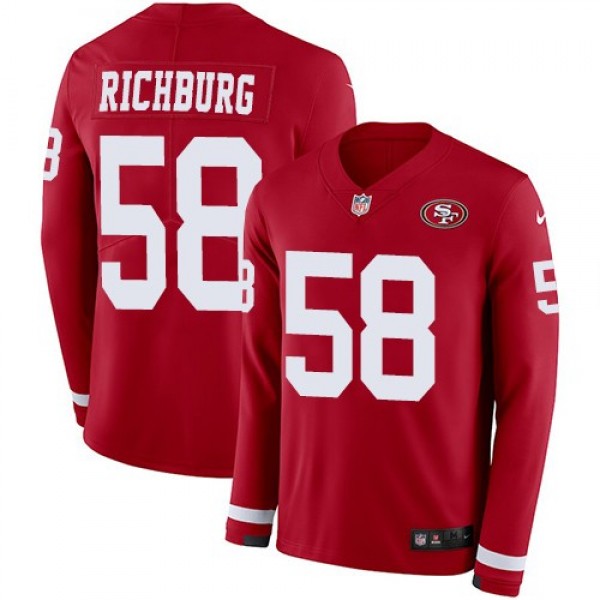 Nike 49ers #58 Weston Richburg Red Team Color Men's Stitched NFL Limited Therma Long Sleeve Jersey