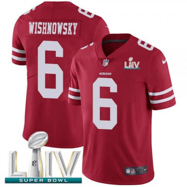 بونشر Nike 49ers #6 Mitch Wishnowsky Red Super Bowl LIV 2020 Team Color Youth Stitched NFL Vapor Untouchable Limited Jersey باتمان