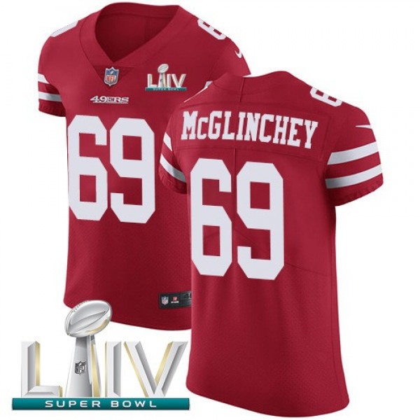 Nike 49ers #69 Mike McGlinchey Red Super Bowl LIV 2020 Team Color Men's Stitched NFL Vapor Untouchable Elite Jersey