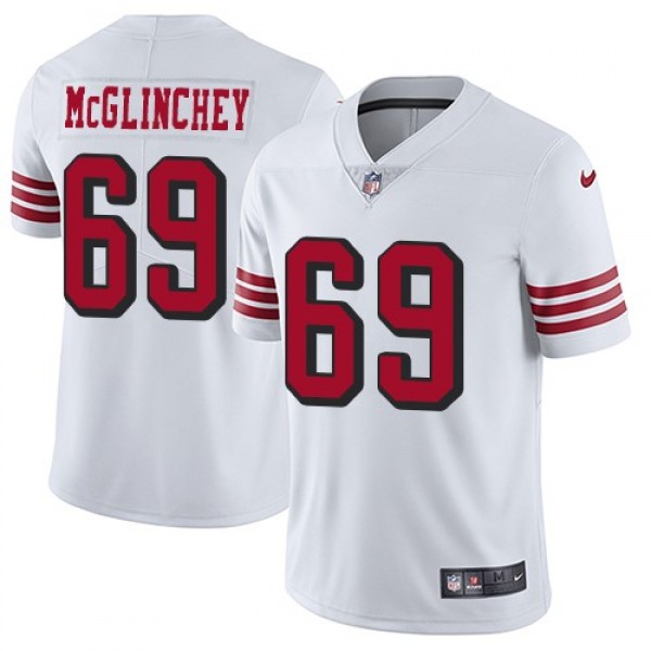Nike 49ers #69 Mike McGlinchey White Rush Men's Stitched NFL Vapor Untouchable Limited Jersey