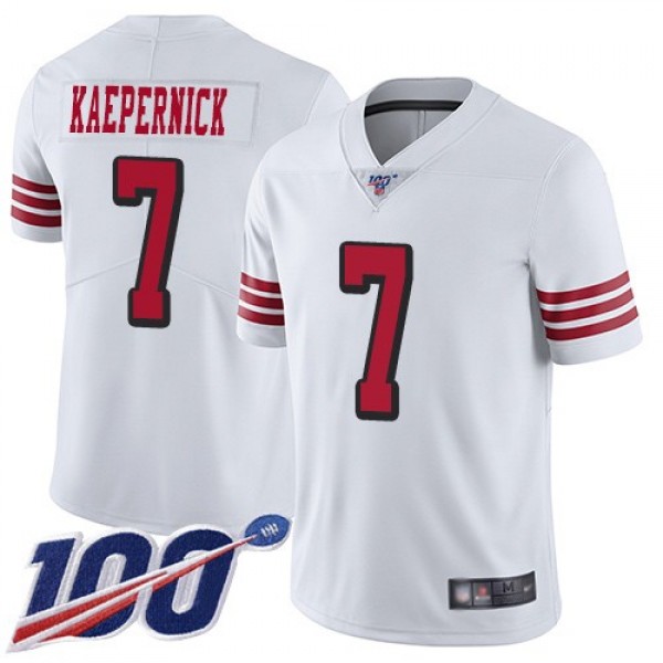 Nike 49ers #7 Colin Kaepernick White Rush Men's Stitched NFL Limited 100th Season Jersey