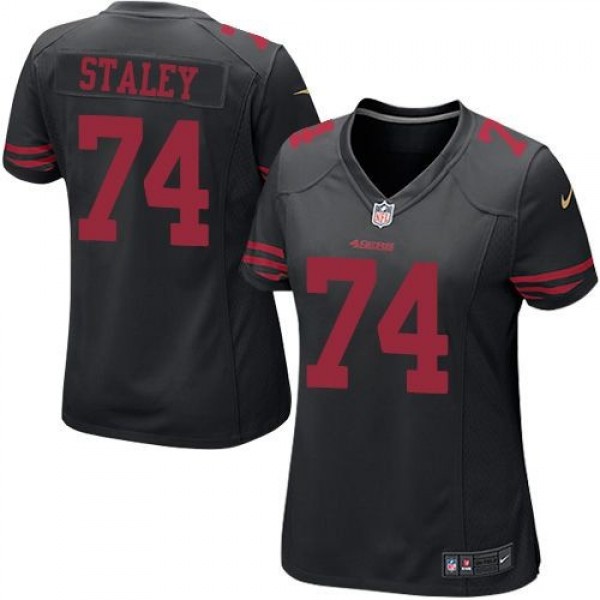 Women's 49ers #74 Joe Staley Black Alternate Stitched NFL Elite Jersey