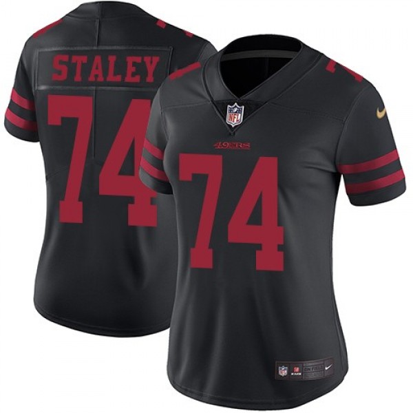 Women's 49ers #74 Joe Staley Black Alternate Stitched NFL Vapor Untouchable Limited Jersey