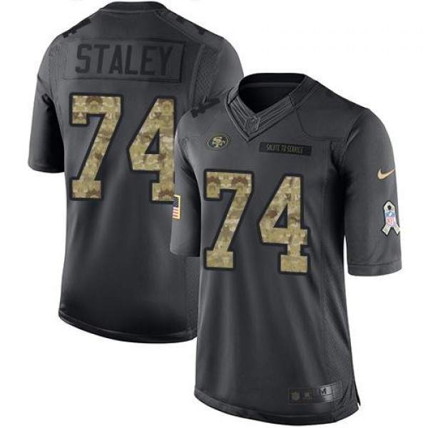 Nike 49ers #74 Joe Staley Black Men's Stitched NFL Limited 2016 Salute to Service Jersey