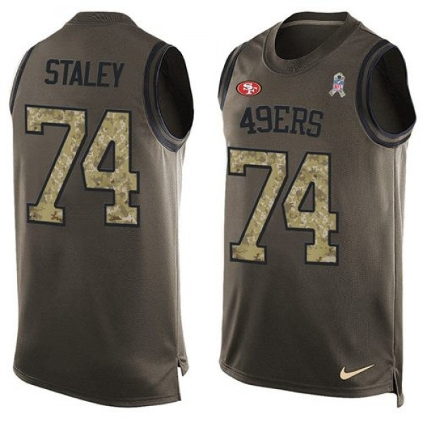 Nike 49ers #74 Joe Staley Green Men's Stitched NFL Limited Salute To Service Tank Top Jersey