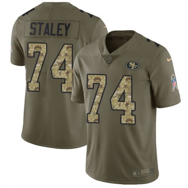 Nike 49ers #74 Joe Staley Olive/Camo Men's Stitched NFL Limited 2017 Salute To Service Jersey