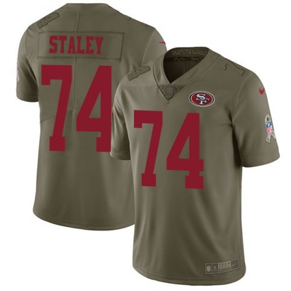 Nike 49ers #74 Joe Staley Olive Men's Stitched NFL Limited 2017 Salute to Service Jersey