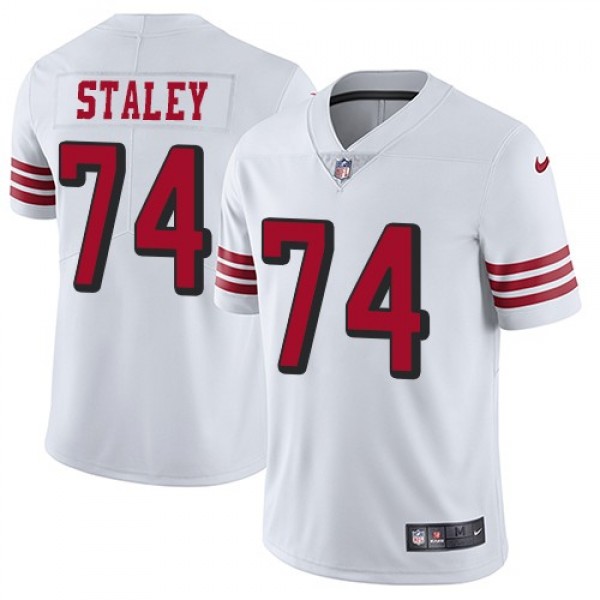 Nike 49ers #74 Joe Staley White Rush Men's Stitched NFL Vapor Untouchable Limited Jersey