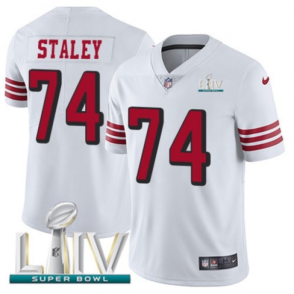 Nike 49ers #74 Joe Staley White Super Bowl LIV 2020 Rush Men's Stitched NFL Vapor Untouchable Limited Jersey
