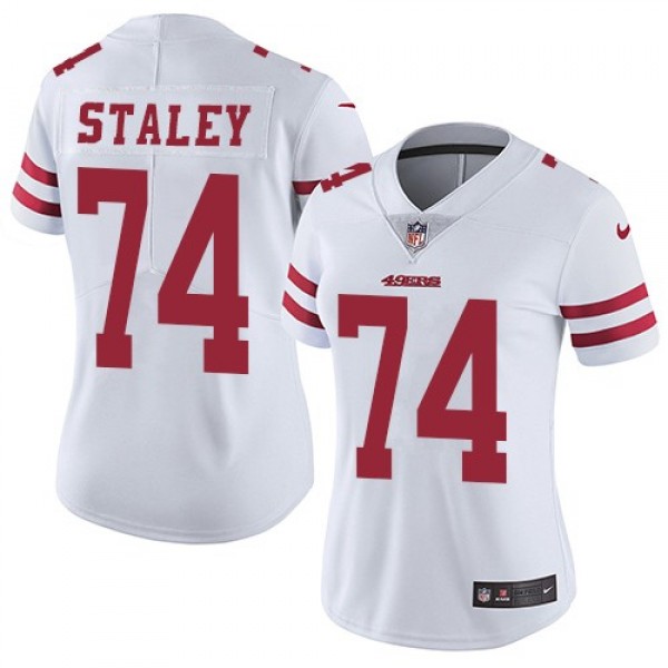 Women's 49ers #74 Joe Staley White Stitched NFL Vapor Untouchable Limited Jersey