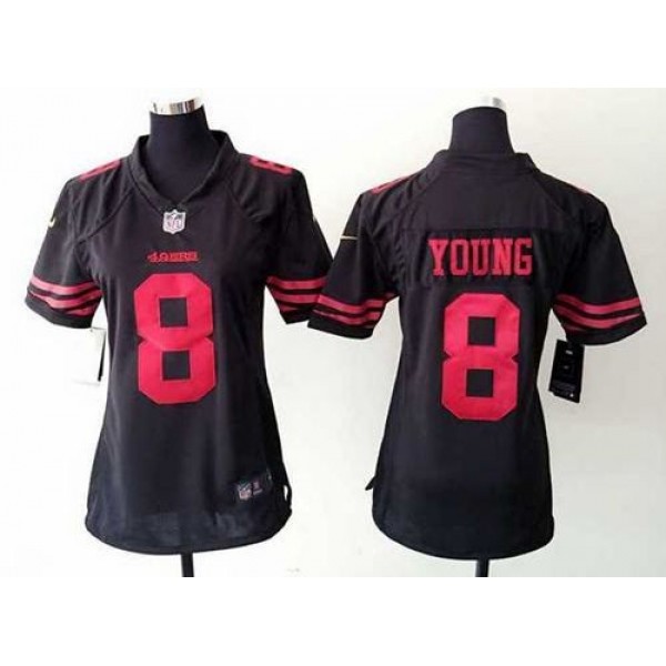 Women's 49ers #8 Steve Young Black Alternate Stitched NFL Elite Jersey