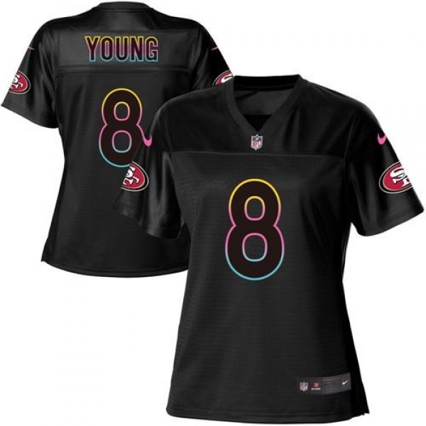 Women's 49ers #8 Steve Young Black NFL Game Jersey