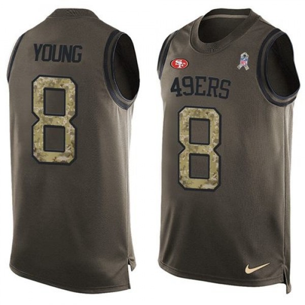 Nike 49ers #8 Steve Young Green Men's Stitched NFL Limited Salute To Service Tank Top Jersey
