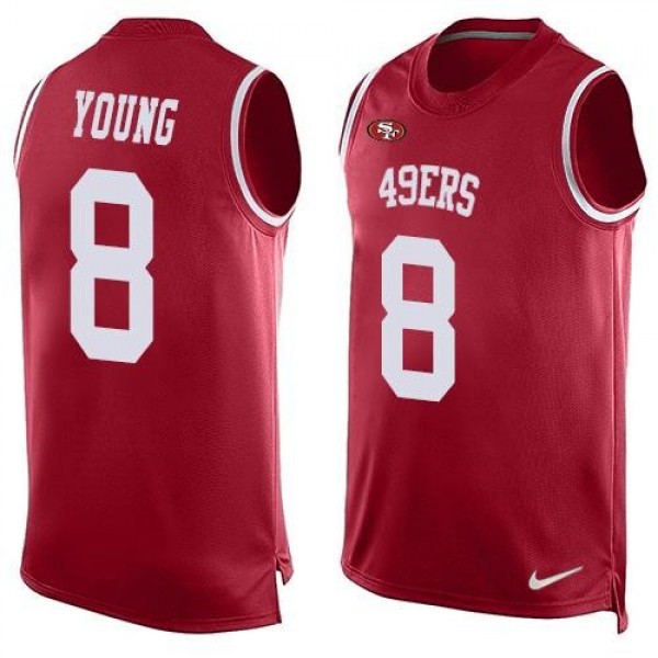 Nike 49ers #8 Steve Young Red Team Color Men's Stitched NFL Limited Tank Top Jersey
