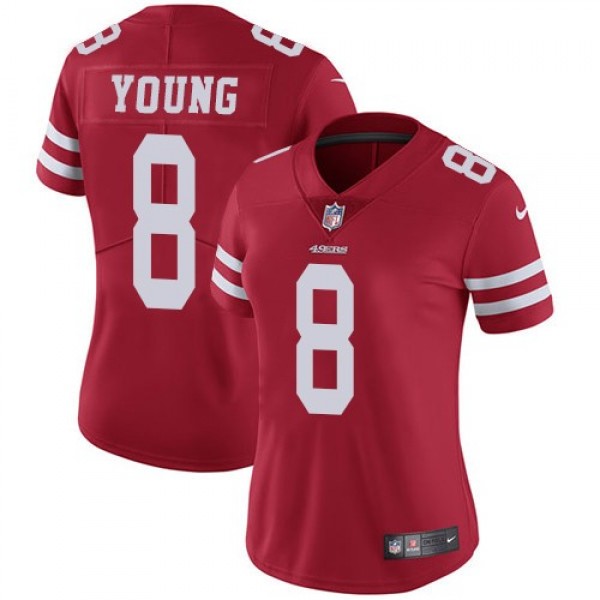 Women's 49ers #8 Steve Young Red Team Color Stitched NFL Vapor Untouchable Limited Jersey