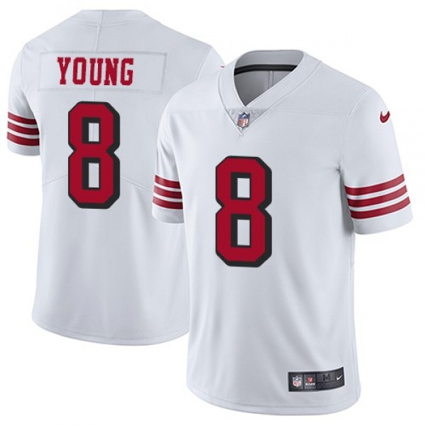 Nike 49ers #8 Steve Young White Rush Men's Stitched NFL Vapor Untouchable Limited Jersey