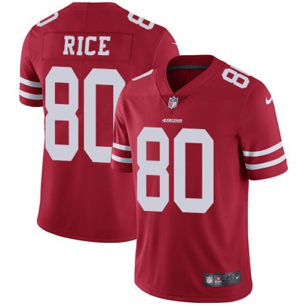 Nike 49ers #80 Jerry Rice Red Team Color Men's Stitched NFL Vapor Untouchable Limited Jersey