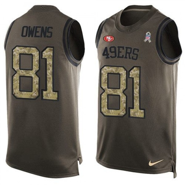 Nike 49ers #81 Terrell Owens Green Men's Stitched NFL Limited Salute To Service Tank Top Jersey