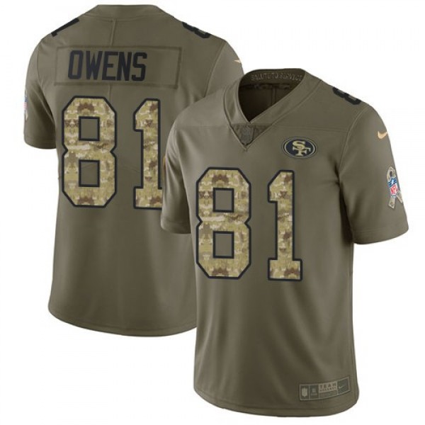 Nike 49ers #81 Terrell Owens Olive/Camo Men's Stitched NFL Limited 2017 Salute To Service Jersey