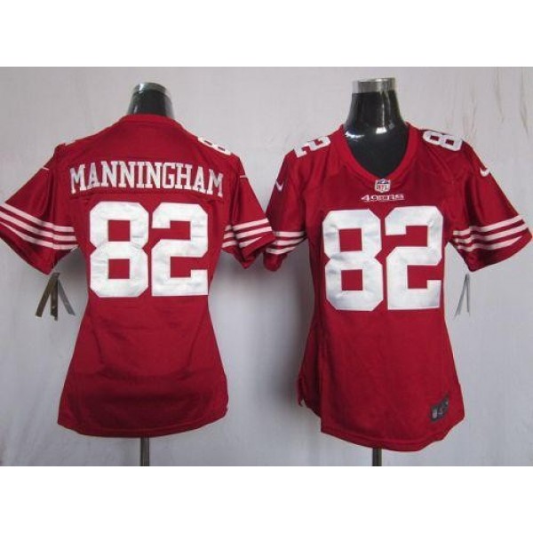 Women's 49ers #82 Mario Manningham Red Team Color Stitched NFL Elite Jersey